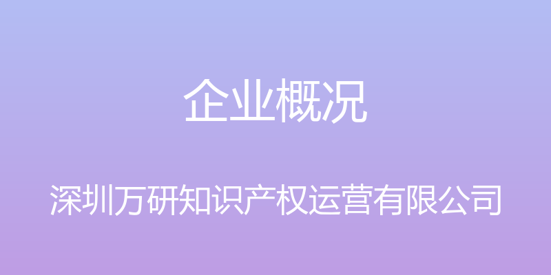 企业概况 - 深圳万研知识产权运营有限公司